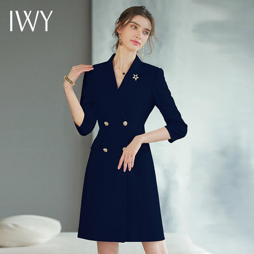 IWY/高端气质七分袖西装连衣裙女春夏新款修身显瘦工装美容师Q873-ZL 商品图1