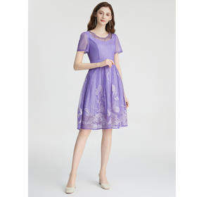 司歌刺绣显瘦短袖连衣裙A871226