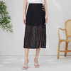 EITIE爱特爱夏新款新中式盘扣时尚显瘦黑色通勤开叉网纱半身裙B06106 商品缩略图2
