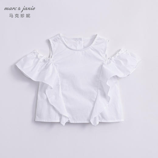 马克珍妮夏装新款 女童北欧风花边袖纯棉小衫儿童衬衫230311 商品图1
