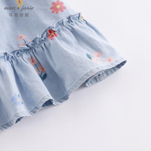 马克珍妮夏装新款 女童花边袖纯棉牛仔裙连衣裙230792 商品图4