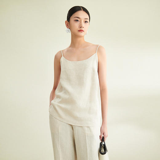 璞宿PUSU2023夏季新款亚麻吊带背心女休闲百搭文艺复古棉麻打底薄 商品图3