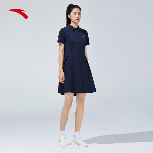 【M/L/XL断码】安踏运动半身裙女士裙子2023年夏季收腰短袖Polo领连衣裙162327206 商品图4