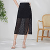 EITIE爱特爱夏新款新中式盘扣时尚显瘦黑色通勤开叉网纱半身裙B06106 商品缩略图1