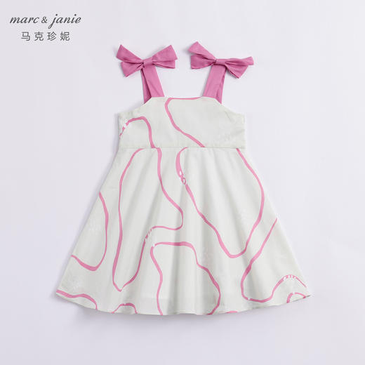 马克珍妮夏装新款 女童北欧风蝴蝶结纯棉吊带连衣裙230333 商品图2