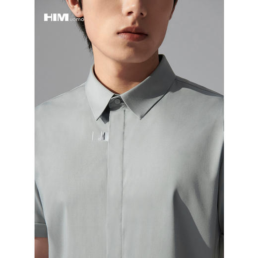 HIM漢崇  舒适斯文正装短袖衬衫男士商务易打理通勤衬衣 2026夏季 商品图3