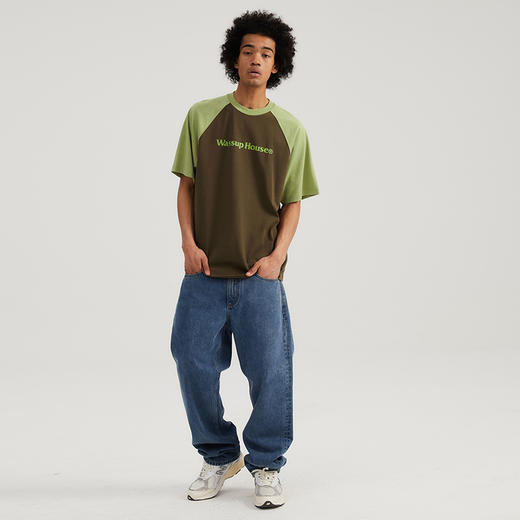 WassupHouse 基础logo拼色插肩袖短袖T恤 商品图4