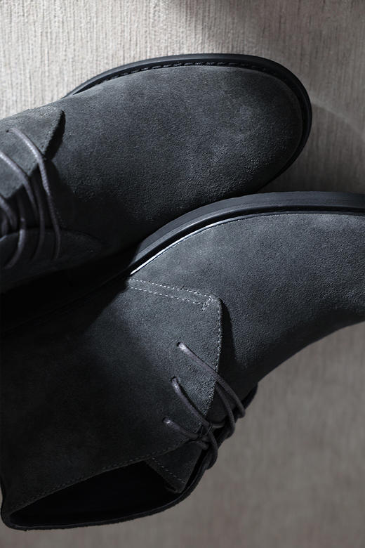 callisto深灰牛皮剖层系带短靴 FQSHC029C 商品图3