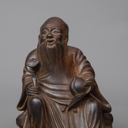 清 紫檀雕东方朔偷桃摆件 商品图2