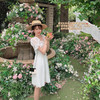 【金蘑菇菇 夏日女友系列】温柔风甜美气质小白裙法式初恋仙女裙 商品缩略图0