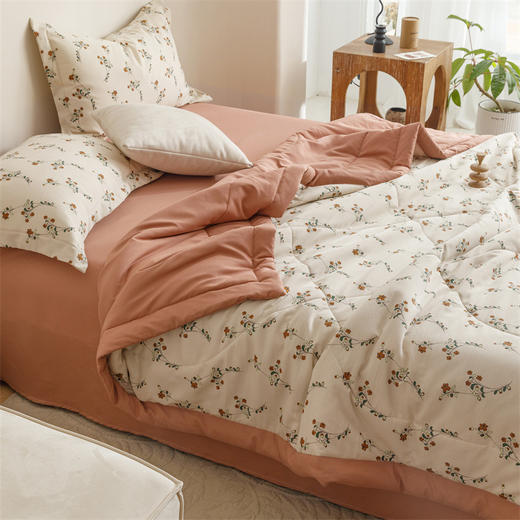 A类水洗棉麻夏被批发印花空调被单双人可水洗薄被子 商品图2