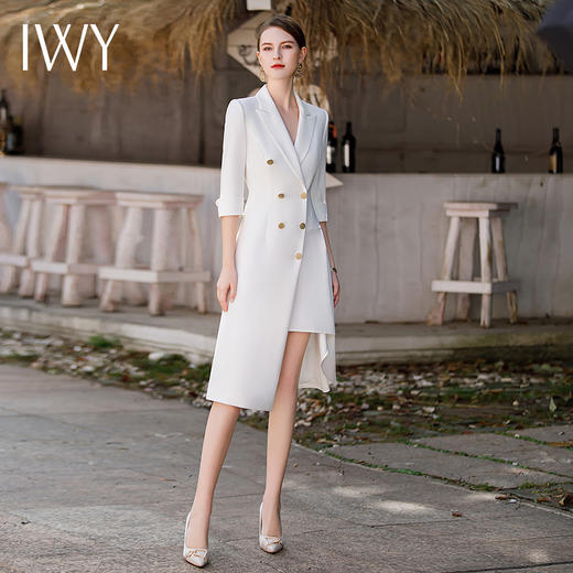 IWY/春夏新款高端设计感连衣裙女商务接待经理白领职业工作装Q862 商品图1
