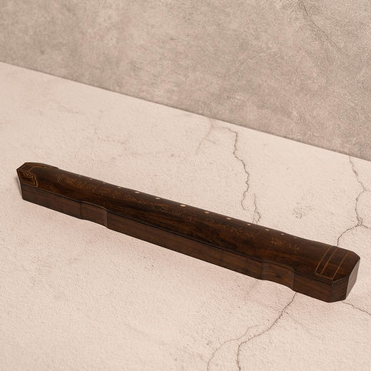 紫檀雕琴形诗文抽匣式香盒 商品图4