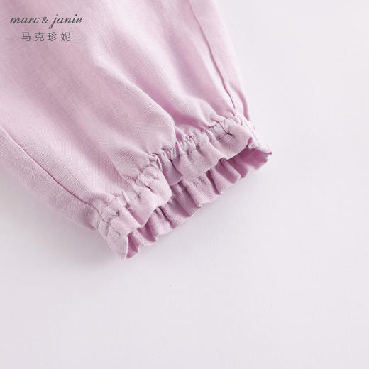 马克珍妮夏装新款 女童花边束脚亚麻休闲裤 女童裤子230991 商品图4