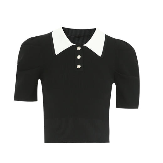 VIMAGE纬漫纪夏季新款显瘦撞色短款泡泡袖针织上衣V1901520 商品图6