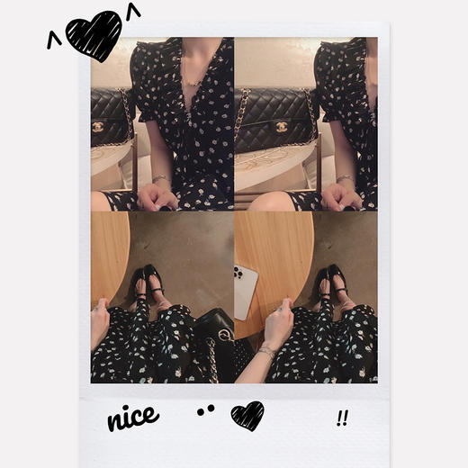 XS码 金蘑菇菇 法式裙裙 荷叶摆v领碎花连衣裙 商品图2