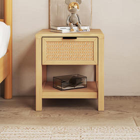 喜梦宝床头柜现代简约橡胶木床边小柜子北欧卧室简易储物柜 温莎系列