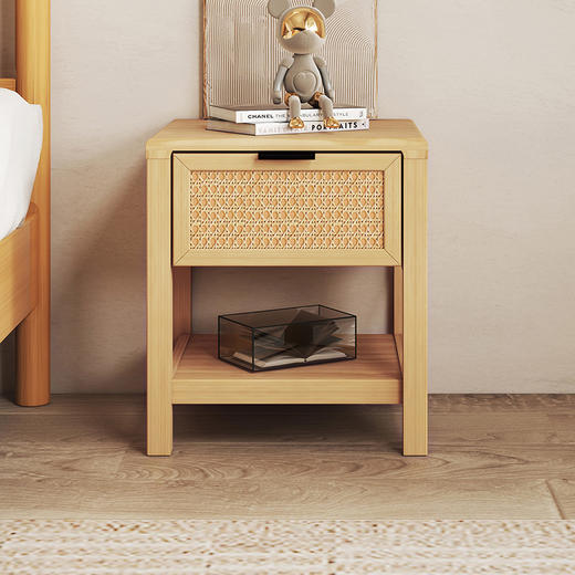 喜梦宝床头柜现代简约橡胶木床边小柜子北欧卧室简易储物柜 温莎系列 商品图0