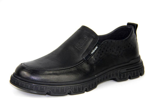 豪行春新款11183292商务休闲男士皮鞋透气一脚蹬百搭透气厚底单鞋 商品图0