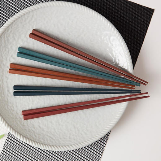 洗碗机适用耐热六角筷 5双组 多色/黑色 商品图2