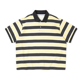 PRIMEE H/S Stripe Big Polo Sweater 珠地网眼廓形条纹POLO衫T恤