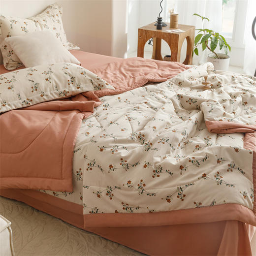 A类水洗棉麻夏被批发印花空调被单双人可水洗薄被子 商品图1