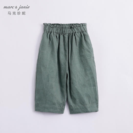 马克珍妮夏装新款 女童花边腰透气亚麻裤子九分裤230953 商品图2