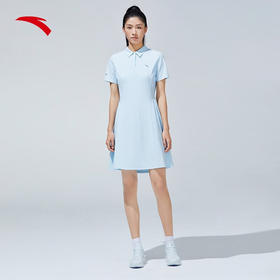 【M/L/XL断码】安踏运动半身裙女士裙子2023年夏季收腰短袖Polo领连衣裙162327206