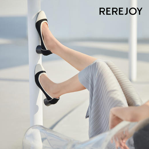 【已下架】618特惠 | 积分换购 | REREJOY 圆头粗跟飞织透气王妃鞋QC6356[福利品] 商品图2