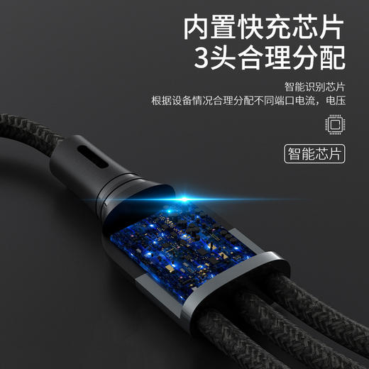 一分三线一拖三缝布编织数据线6闪充快充智能通用适用于苹果type- 商品图1