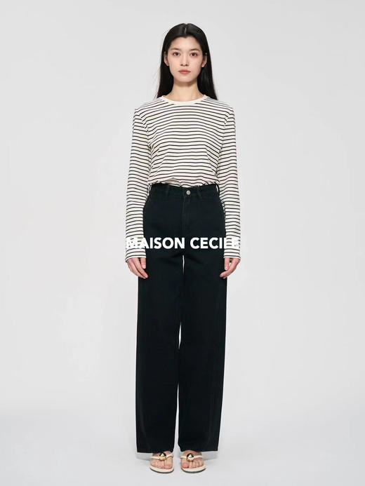 MAISON CECILE经典法式黑白条纹全棉长袖上衣 商品图2