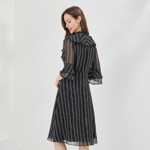 QG8A4斯尔丽斯尔丽瑟俪2021夏季上新荷叶边喇叭袖收腰A摆中长连衣裙 商品图1