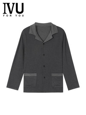 6F IVU男士新品莫代尔翻领睡衣上装长袖家居服上衣UL00141