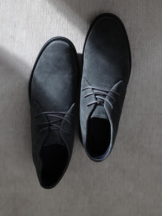 callisto深灰牛皮剖层系带短靴 FQSHC029C 商品图1