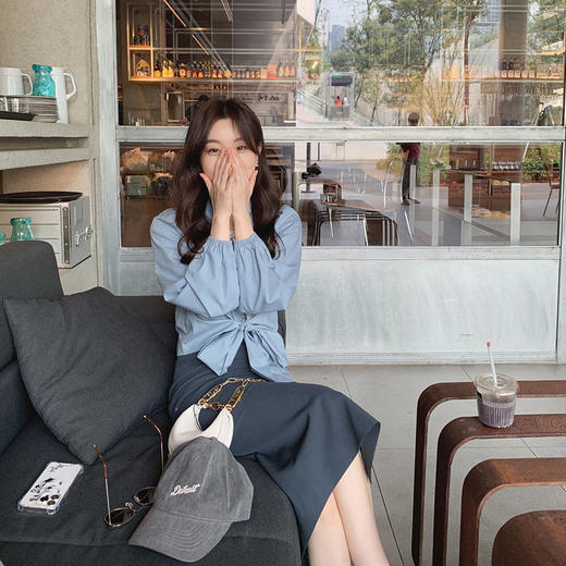 巴黎粉 金蘑菇菇 系带衬衫 半裙系列精致日常设计感上衣 商品图4