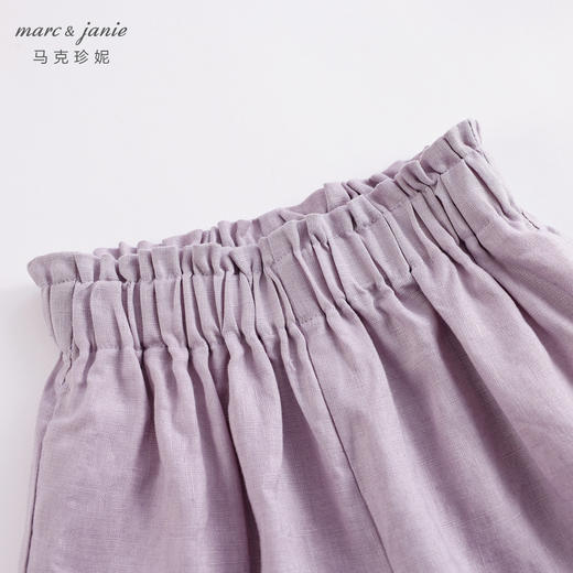 马克珍妮夏装新款 女童花边腰透气亚麻裤子九分裤230953 商品图4