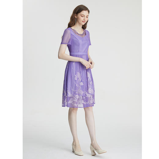 司歌刺绣显瘦短袖连衣裙A871226 商品图2