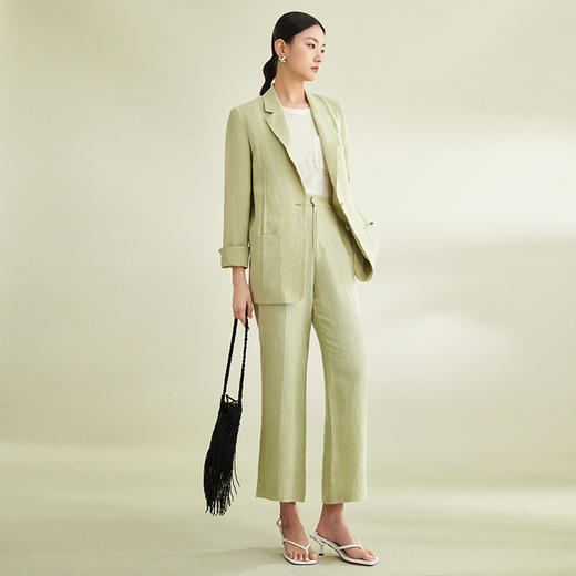 璞宿PUSU2023春夏新款亚麻西装套装女文艺休闲百搭棉麻上衣外套 商品图0