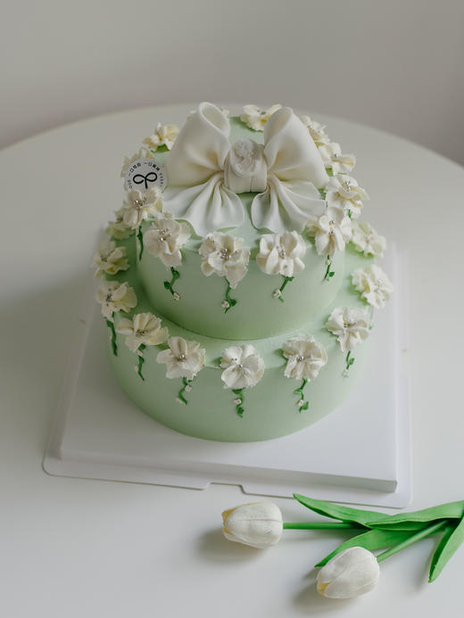 韩版小清新蝴蝶结双层蛋糕 商品图0