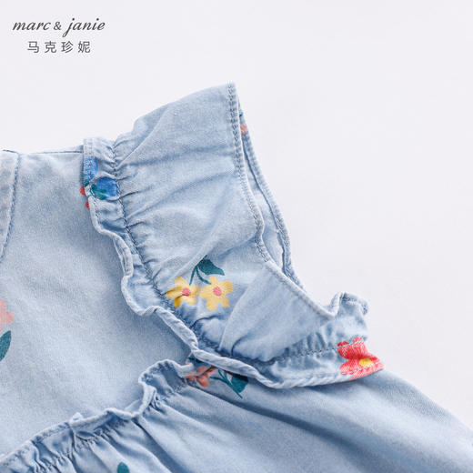 马克珍妮夏装新款 女童小花点缀花边袖纯棉短袖套装230795 商品图3
