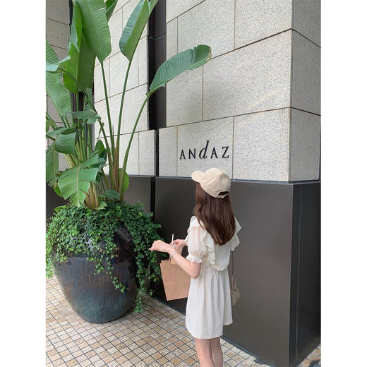 荷叶领小米S码 金蘑菇菇【盛夏真如意】法式少女方领泡泡袖上衣亚麻短袖衬衫 商品图3