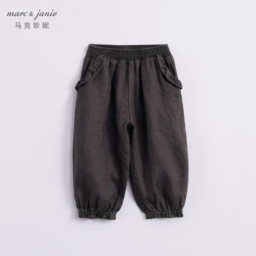 马克珍妮夏装新款 女童花边束脚亚麻休闲裤 女童裤子230991 商品图2