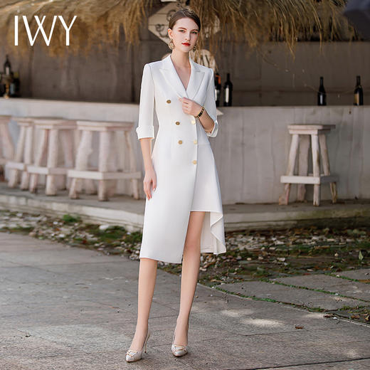 IWY/春夏新款高端设计感连衣裙女商务接待经理白领职业工作装Q862 商品图3
