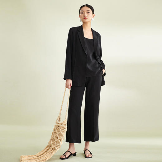 璞宿PUSU2023春夏新款亚麻西装套装女文艺休闲百搭棉麻上衣外套 商品图2