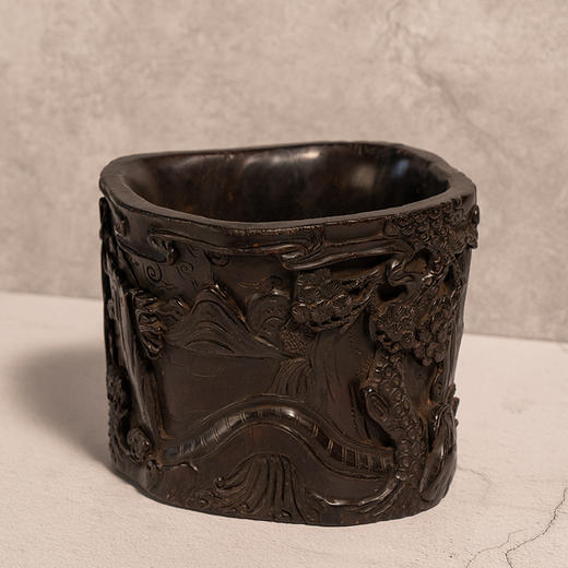 清 紫檀木雕八仙人物笔筒 商品图4