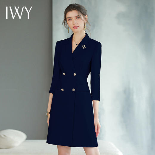 IWY/高端气质七分袖西装连衣裙女春夏新款修身显瘦工装美容师Q873-ZL 商品图2