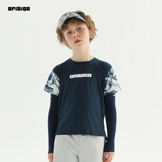 【清仓款】oribigo 短袖网眼T恤印花拼接T恤男款 商品图3