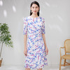 EITIE爱特爱夏新款收腰显瘦大方圆领时尚枝叶印花真丝连衣裙B2307138 商品缩略图1