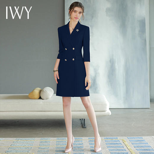 IWY/高端气质七分袖西装连衣裙女春夏新款修身显瘦工装美容师Q873-ZL 商品图0