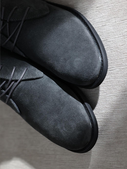callisto深灰牛皮剖层系带短靴 FQSHC029C 商品图2